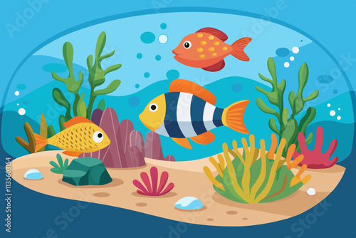 A peaceful underwater world with colorful fish and coral reefs