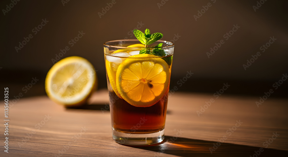 glass of tea and lime glass of tea and lime