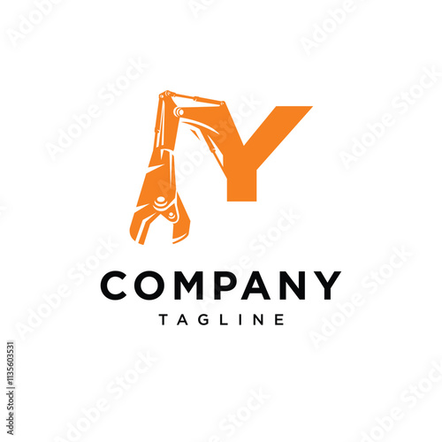 Letter Y Metal Shear Excavator Logo Icon Vector