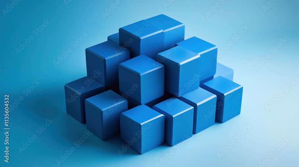 Abstract Blue Cube Composition: A Study in Geometric Harmony and Minimalist Design Abstract Blue Cube Composition: A Study in Geometric Harmony and Minimalist Design