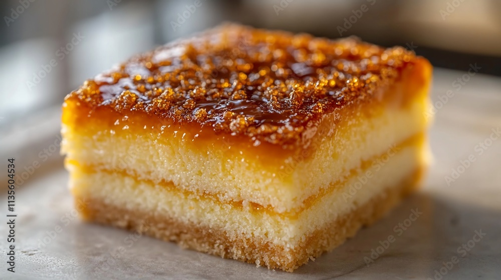 Delicious caramel cake slice on plate. Delicious caramel cake slice on plate.