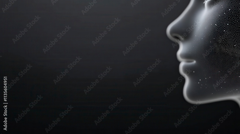 Abstract Digital Face Profile AI Technology Futuristic Network Data Innovation Dots Modern Mesh Abstract Digital Face Profile AI Technology Futuristic Network Data Innovation Dots Modern Mesh