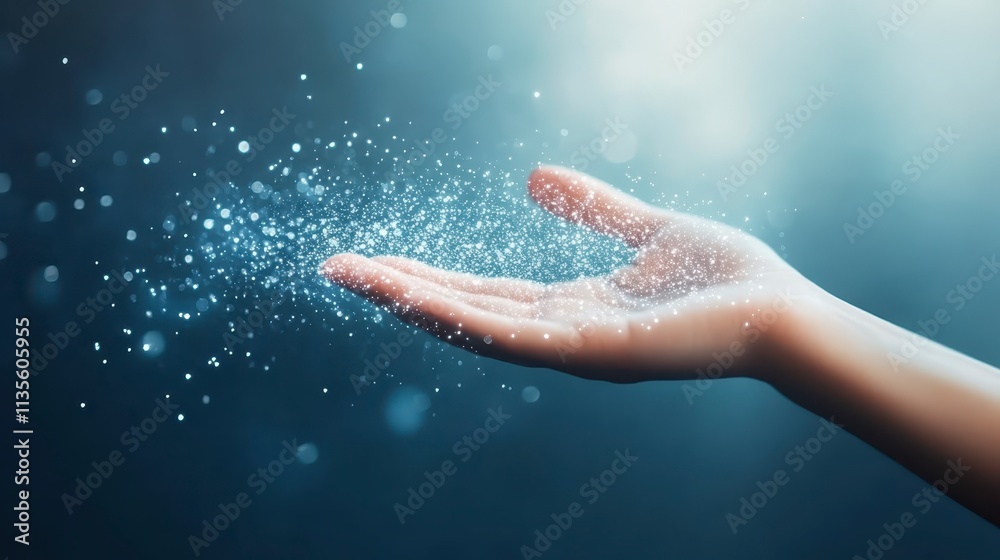 Hand Holding Sparkling Dust Magic Hope Purity Light Hand Holding Sparkling Dust Magic Hope Purity Light