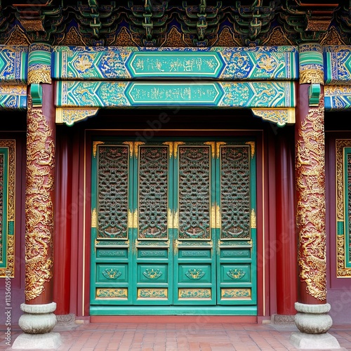 Ornate Chinese Temple Door