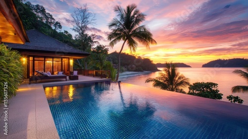 Tropical Villa Infinity Pool Sunset Ocean View