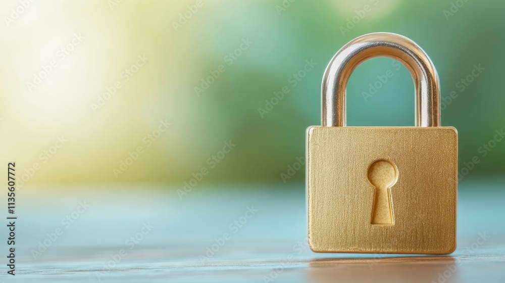 Fototapeta premium Golden Padlock Security Safety Lock Privacy Protection