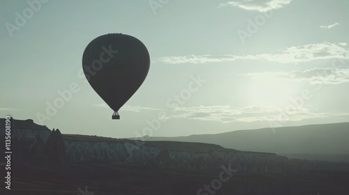 Colorful hot air balloons flying over the stunning Botan Canyon in Turkey, offering breathtaking views of the natural landscape, perfect for adventure enthusiasts and travel lovers photo