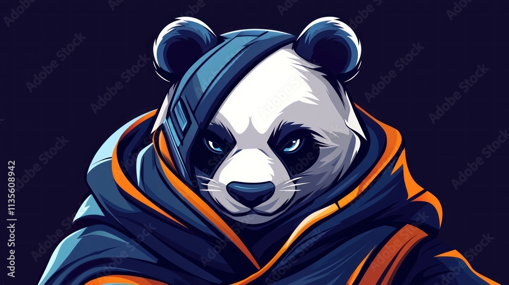 Cybernetic Panda Warrior in Dark Clothing Cybernetic Panda Warrior in Dark Clothing
