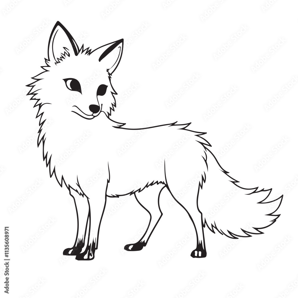 Fototapeta premium Fox line art vector on white background