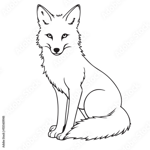 Fox line art vector on white background