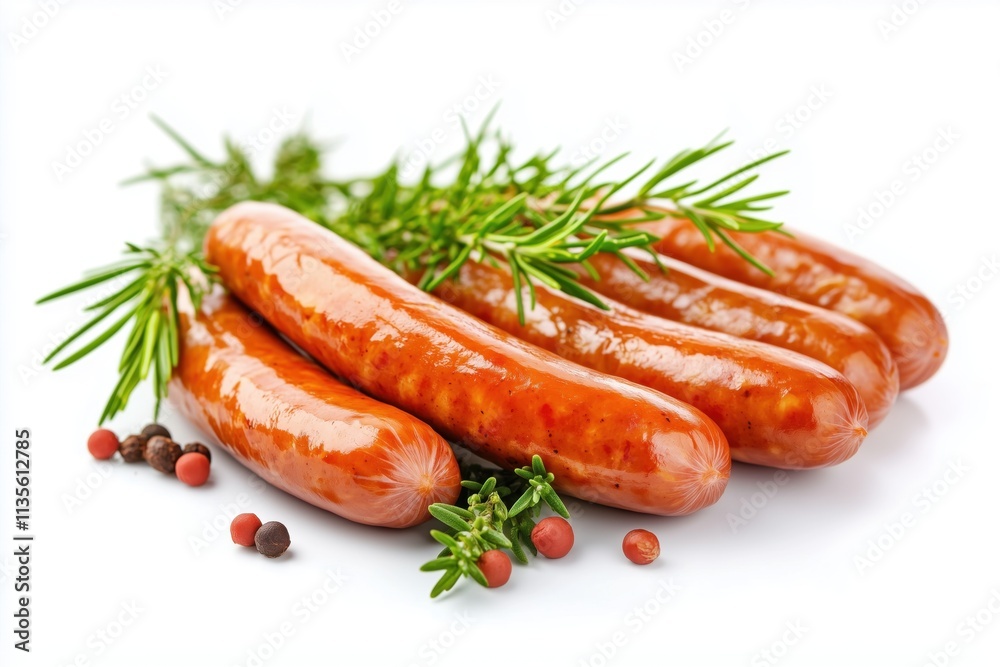 Tasty fresh boiled sausages isolated on white background Tasty fresh boiled sausages isolated on white background