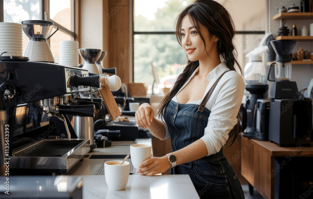 barista preparing coffee in cozy cafe setting, showcasing skill and warmth. atmosphere is inviting with modern equipment and natural light barista preparing coffee in cozy cafe setting, showcasing skill and warmth. atmosphere is inviting with modern equipment and natural light