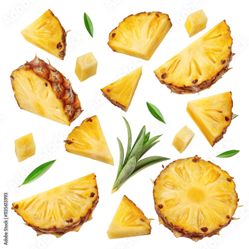 pineapple slices isolated on white background