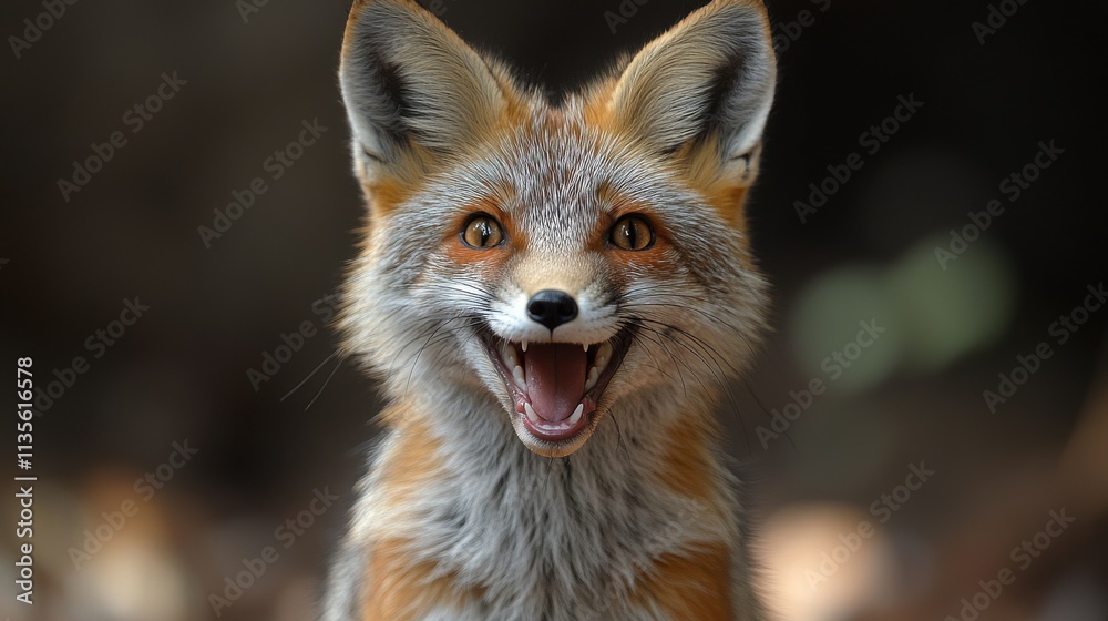 Fototapeta premium a fox with its mouth open