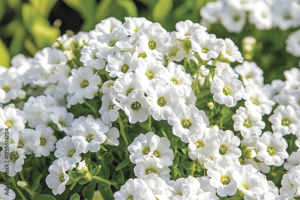Delicate White Flowers Blooming Abundantly In Garden Delicate White Flowers Blooming Abundantly In Garden