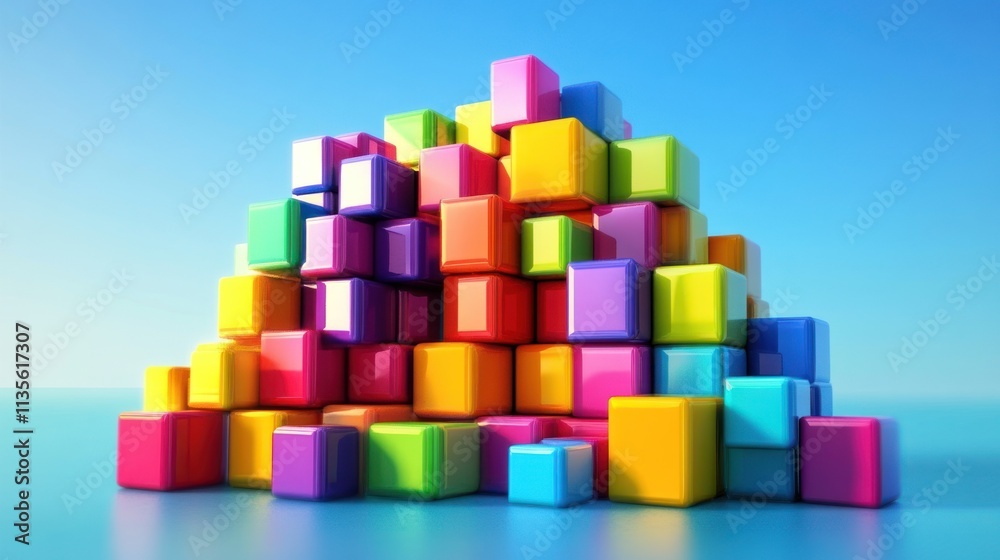 Vibrant Rainbow Cube Abstract Composition Vibrant Rainbow Cube Abstract Composition