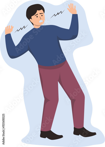 Person Mental Disorder Character on White Background. Vector Illustration in Cartoon Design.