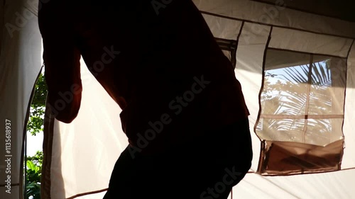 Entering and Exiting a Camping Tent – Outdoor Adventure