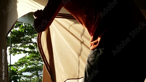 Entering and Exiting a Camping Tent – Outdoor Adventure