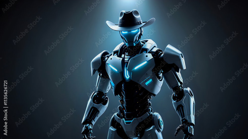 A robot wearing a cowboy hat A robot wearing a cowboy hat
