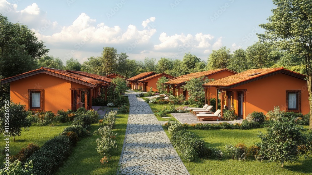 Charming vacation bungalows in a serene garden setting