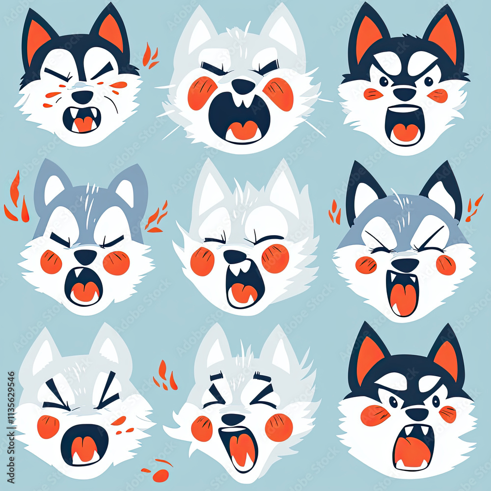 Obraz premium Playful Expressions of Husky Faces Collection