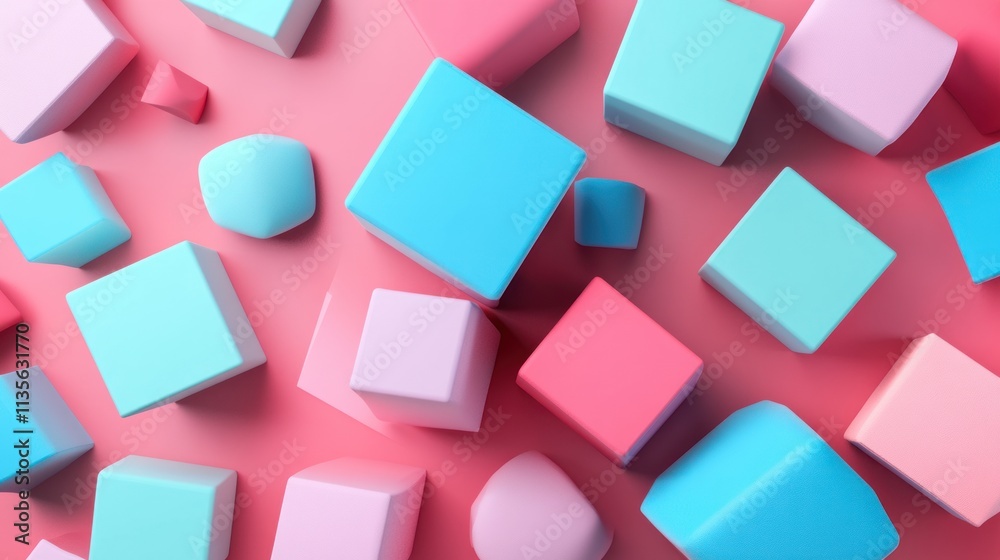 Pastel Colored Cubes Abstract Background