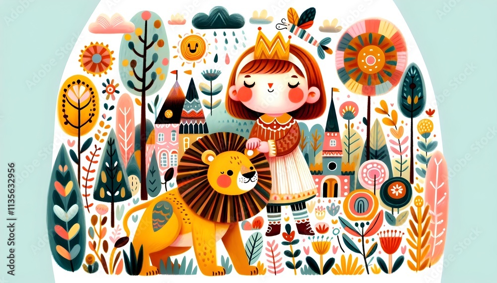 Naklejka premium Mundos de Ensueño: Fábulas y Colores