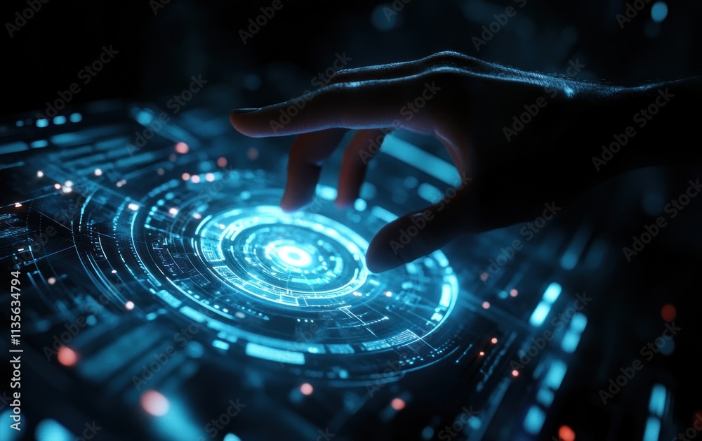 Obraz premium Futuristic Hand on Digital Interface
