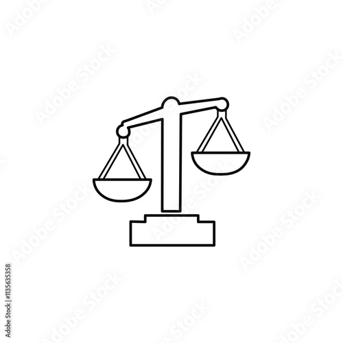 Law and justice icon set in flat solid style, featuring court elements such as scales of justice. Perfect for legal design projects