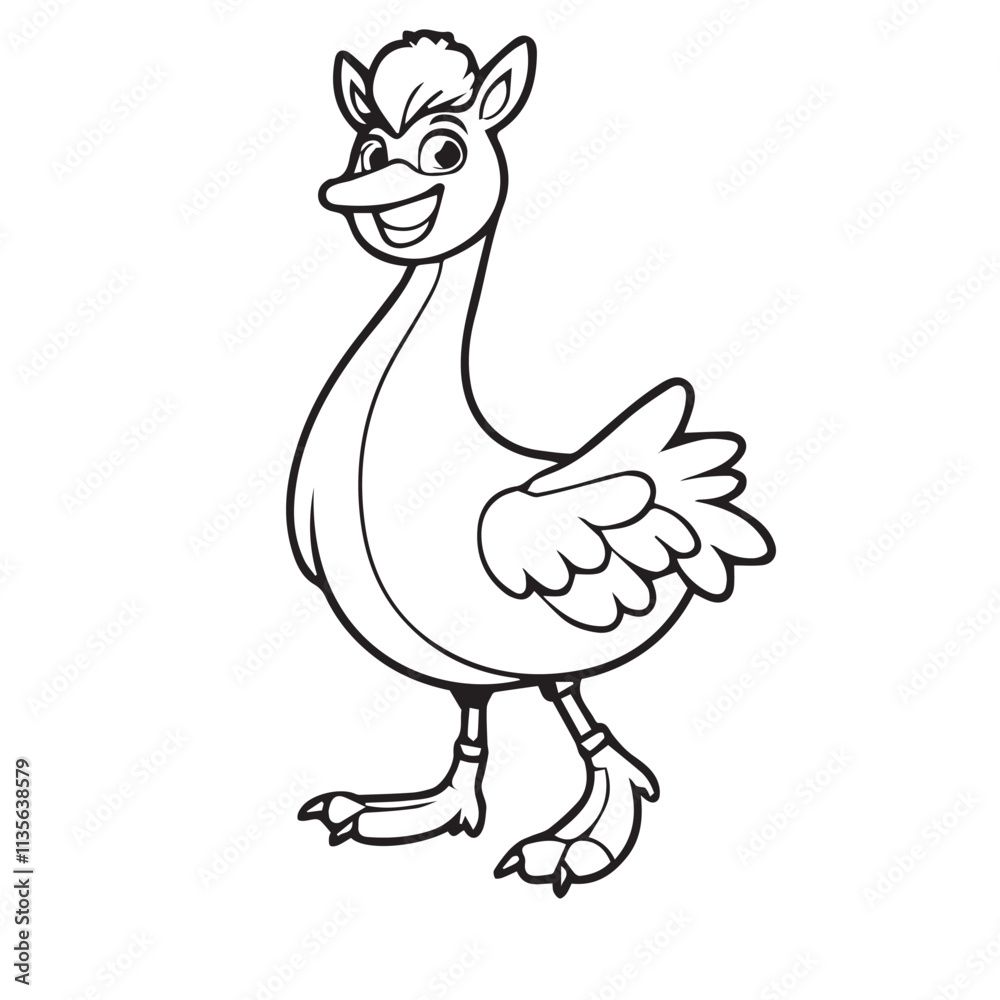 Emu line art vector on white background Emu line art vector on white background