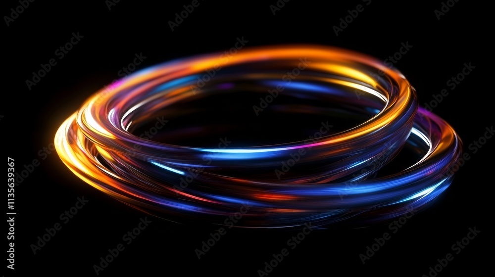 Abstract glowing rings on black background Abstract glowing rings on black background