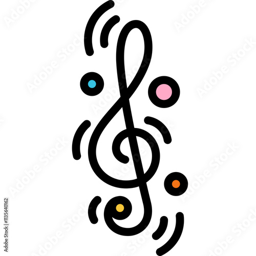g clef music note vibrate or move like rhythm or cadence filled outline icon