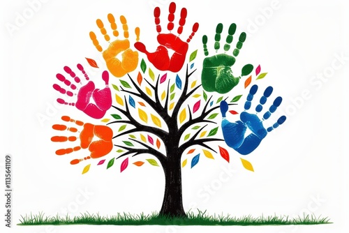 Vibrant Handprint Tree: Perfect for Diversity, Unity, and Community Projects - Ideal for Classroom Decorations, Team Building, and Inclusive Artwork