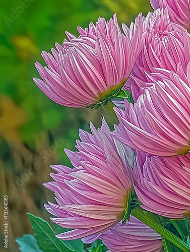 Pink Chrysanthemum Flowers Close Up