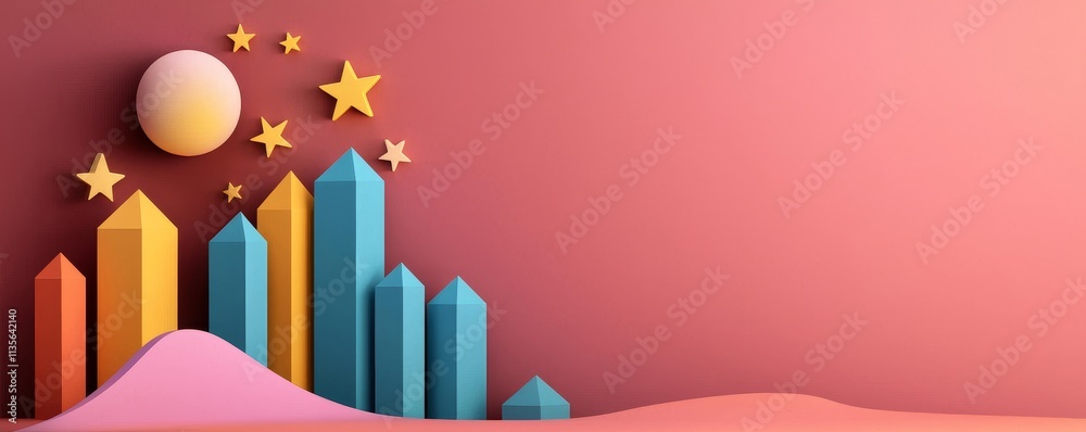 A vibrant, abstract scene featuring colorful geometric shapes, stars, and a sun against a soft pink background, evoking a playful and creative atmosphere. A vibrant, abstract scene featuring colorful geometric shapes, stars, and a sun against a soft pink background, evoking a playful and creative atmosphere.