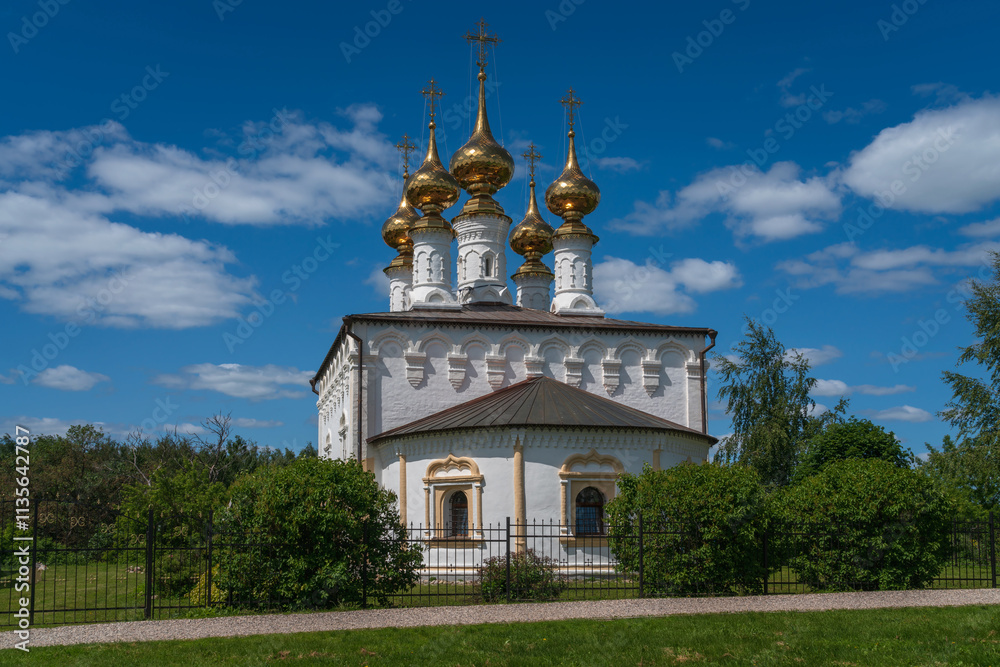View of the Church of the Entrance of the Lord to Jerusalem (Entrance-Jerusalem Church) on a sunny summer day, Suzdal, Vladimir region, Russia View of the Church of the Entrance of the Lord to Jerusalem (Entrance-Jerusalem Church) on a sunny summer day, Suzdal, Vladimir region, Russia