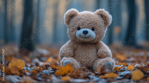 a stuffed animal in the woods