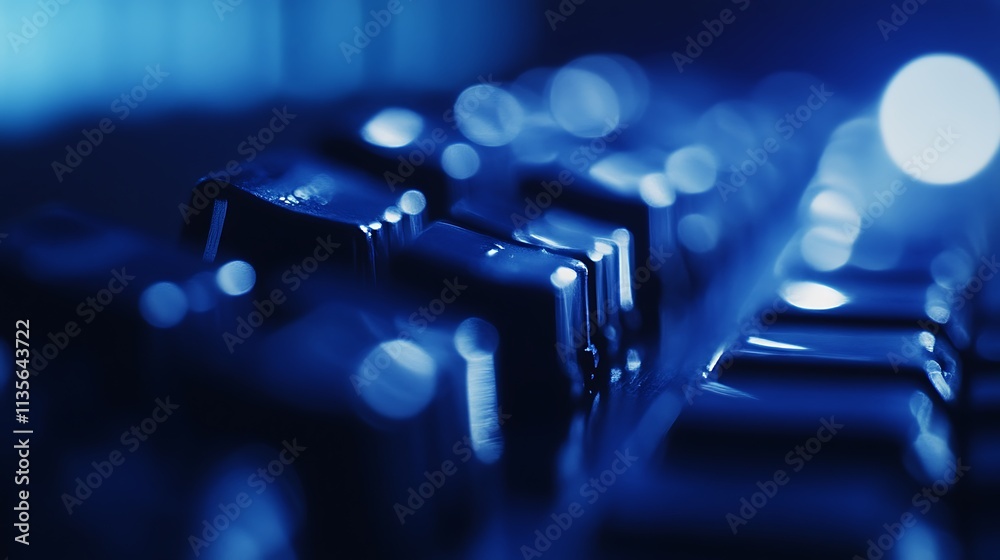 Close-up, bokeh, blue, computer keyboard keys. Close-up, bokeh, blue, computer keyboard keys.