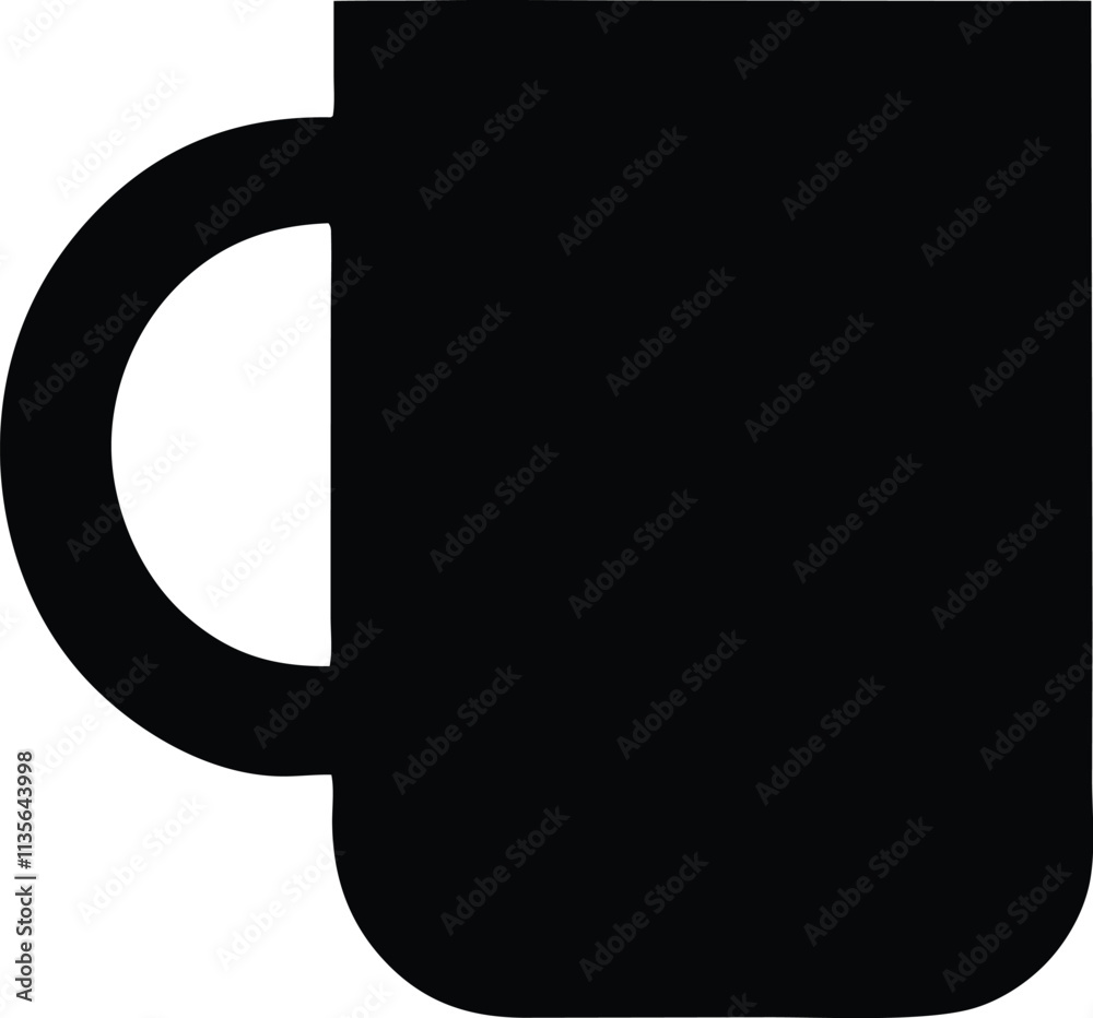 Mug icon vector art isolated illustration on a white background.. Vector realistic mockup of a mug for drinks front view., black blank isolated Mug icon vector art isolated illustration on a white background.. Vector realistic mockup of a mug for drinks front view., black blank isolated