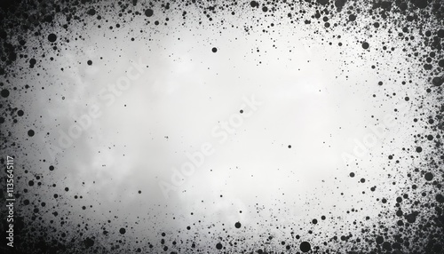 Abstract black, white image with grunge texture. Dots, spots create distressed effect. Grainy, dirty look. Suitable for posters banners web designs. Design element for various themes like dust noise