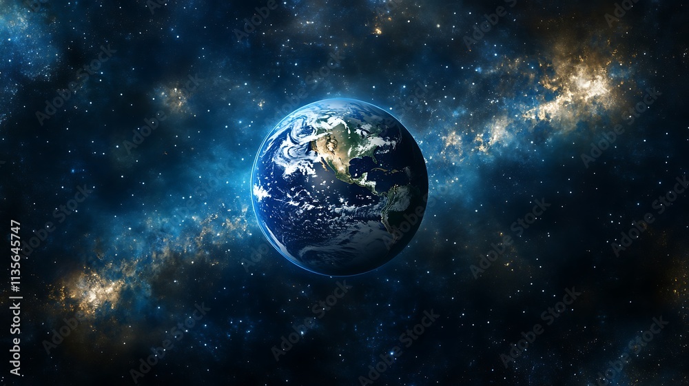 Cosmic View: Earth Among the Stars. AI Generated Cosmic View: Earth Among the Stars. AI Generated