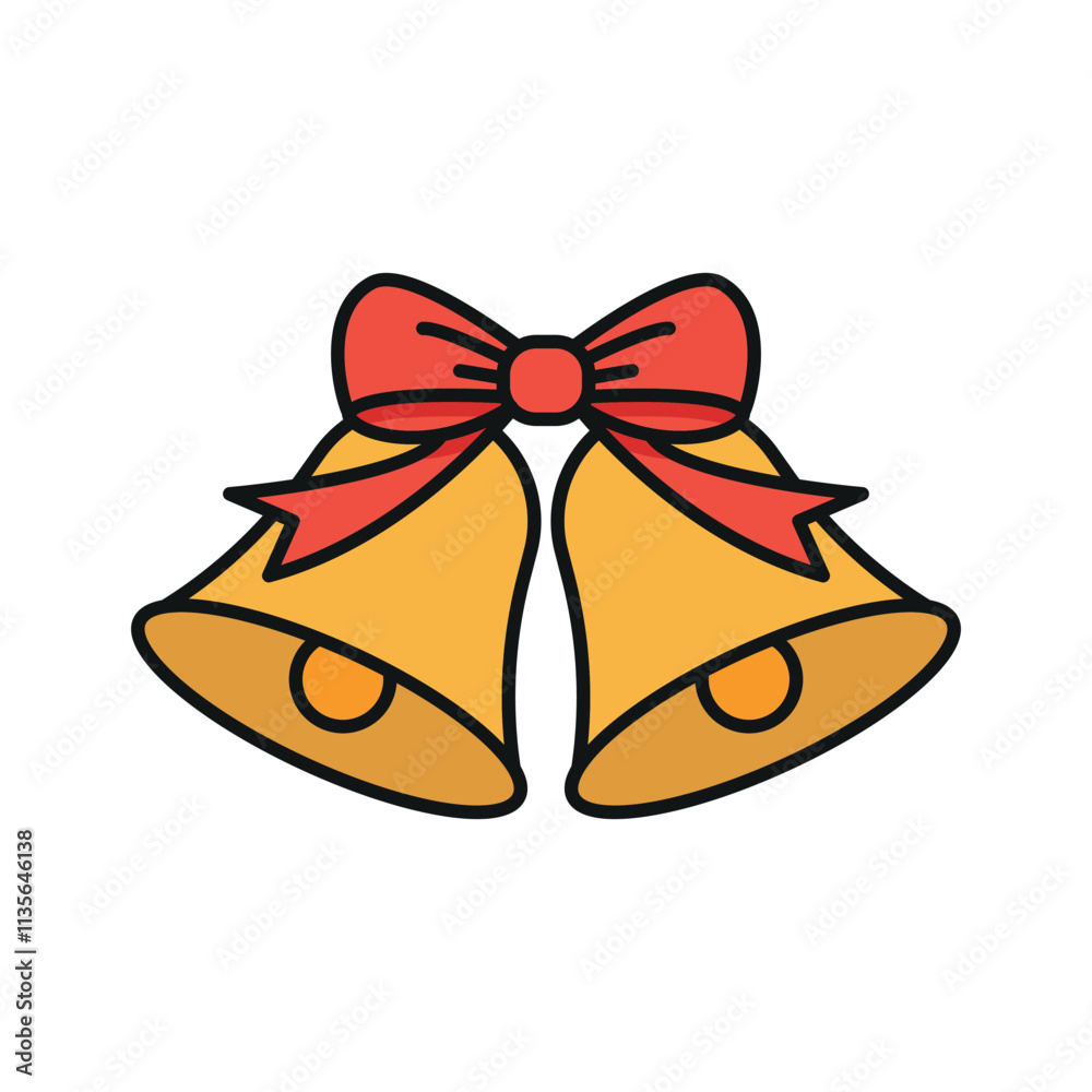 Christmas bell icon features a festive and elegant design, perfect for holiday decorations, invitations, or themed projects