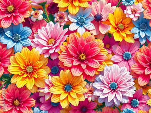 Vibrant Modern Floral Pattern Design AI Art