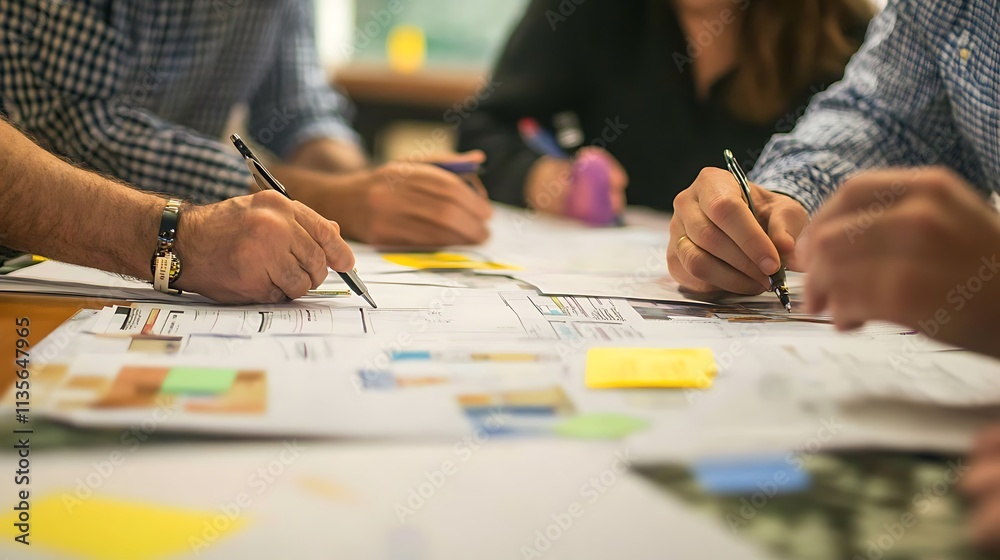 Team Brainstorming Session: Hands-On Collaboration at a Modern Office. AI Generated Team Brainstorming Session: Hands-On Collaboration at a Modern Office. AI Generated