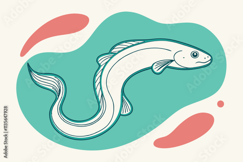 Eel Fish Line Drawing Vector