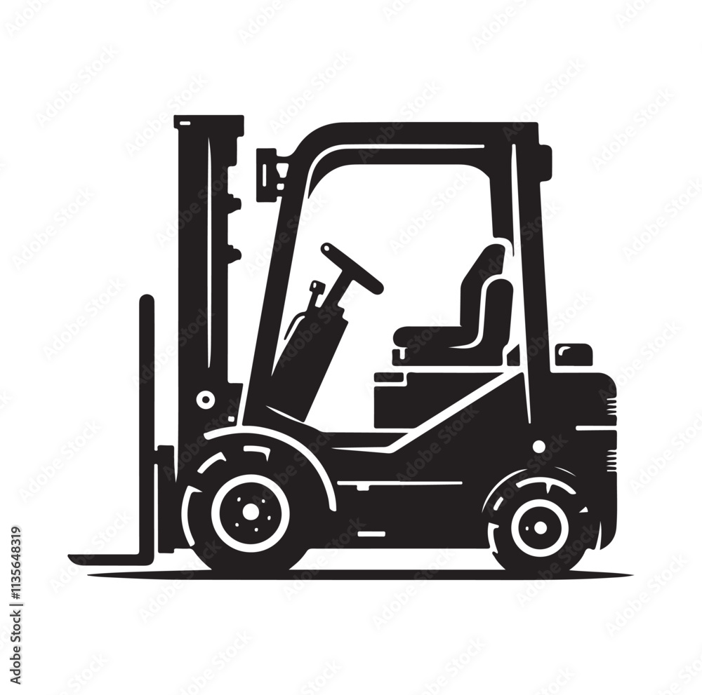 a forklift machine silhouette vector illustration a forklift machine silhouette vector illustration