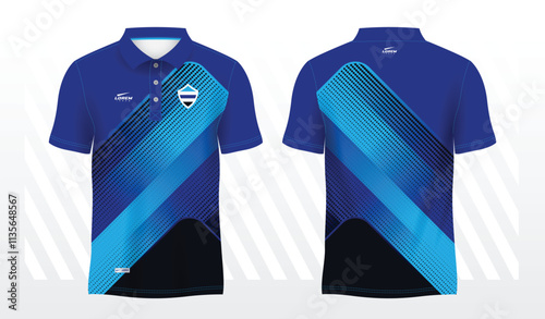 blue polo sport shirt sublimation jersey template design mockup