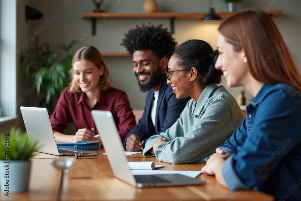 Diverse Team Collaboration in Modern Office Setting: Perfect for Team Building, Diversity, and Inclusion Initiatives Diverse Team Collaboration in Modern Office Setting: Perfect for Team Building, Diversity, and Inclusion Initiatives