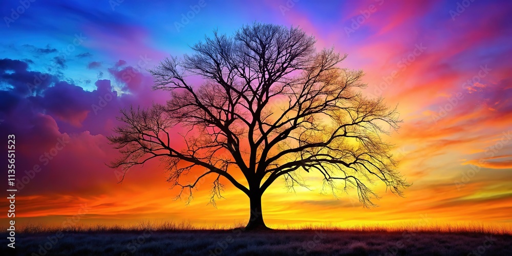 Dead Tree Silhouette Illustration, Hand Drawn Style, Poster Design
